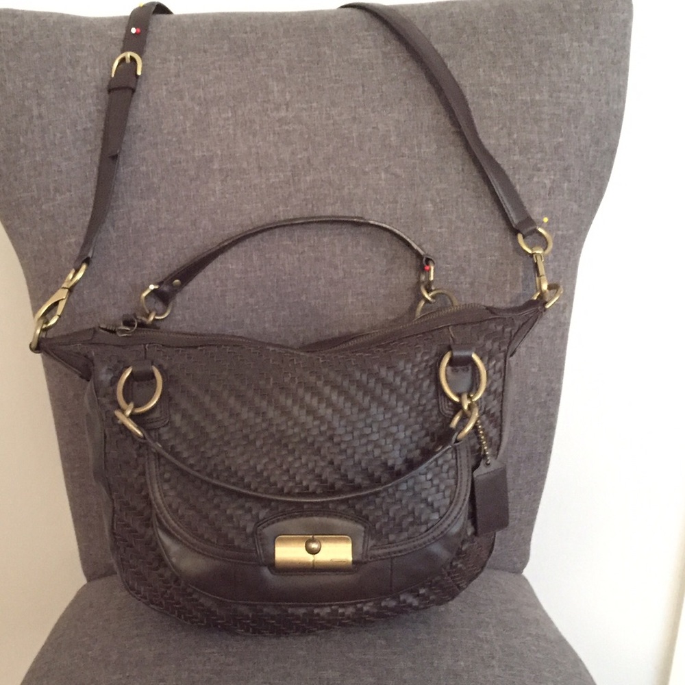 Coach Black Crossbody Bag with Gold Accents